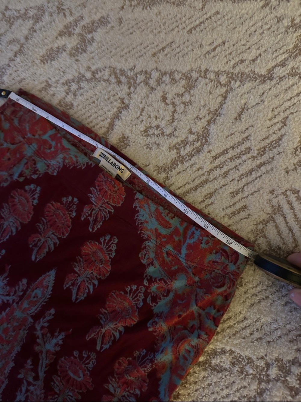 Billabong Boho Maxi Skirt Burgundy Paisley Like New Flowy Festival Style - Picture 12 of 15